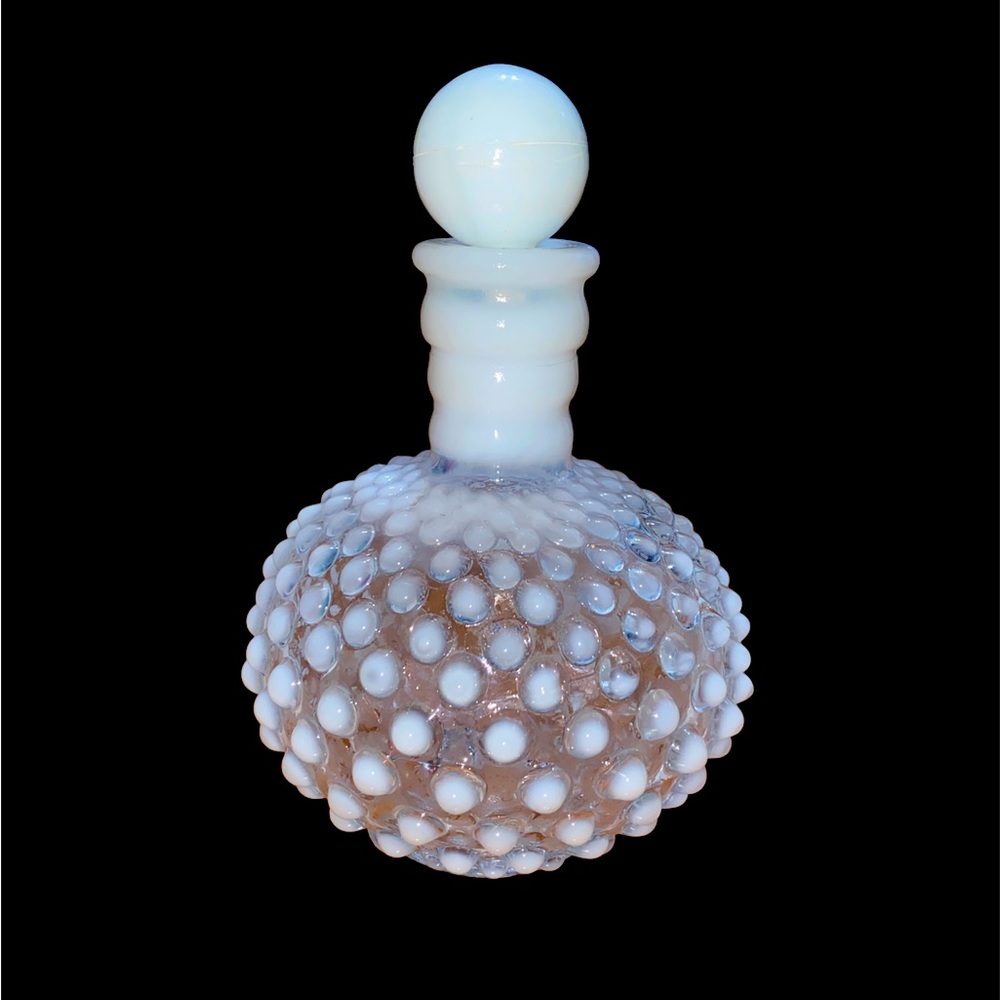 50s Fenton Hobnail Perfume Bottle White Glass